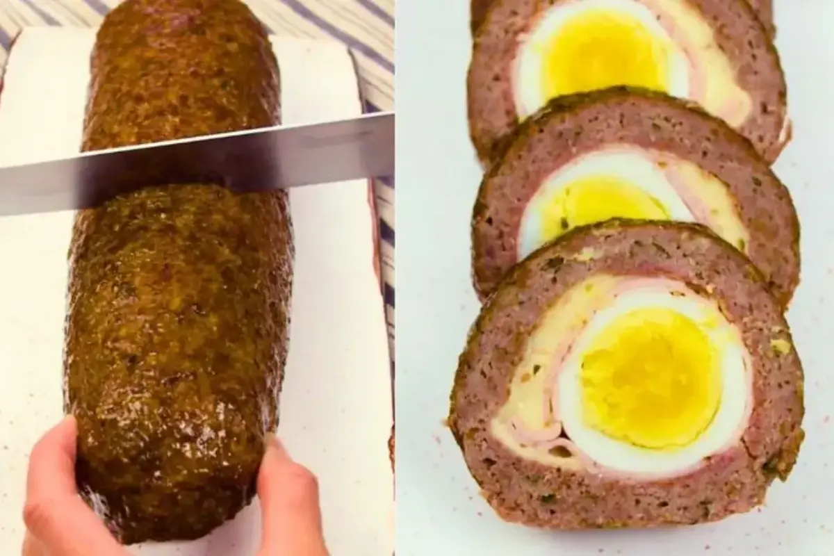Rocambole de Carne Moida com Ovo