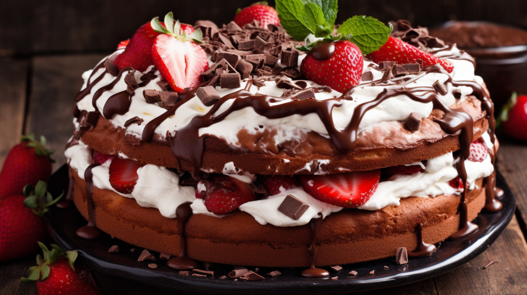 vendedorglobal Strawberry Cake with Whipped Cream and Chocolate f717091c e36e 425f b8ad a7736f5595cd