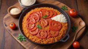Arroz de tomate irresistível feito em uma só panela com apenas 5 ingredientes!