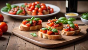 Bruschetta de tomate deliciosa: rápida e fácil com ingredientes simples e sem forno!