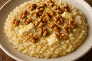 Risoto de Nozes com Queijo Brie: Rústico e Sofisticado