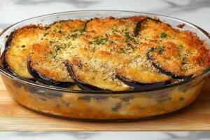 Quando faço essa receita de Berinjela Gratinada no Forno, todo mundo pensa que foi de restaurante!