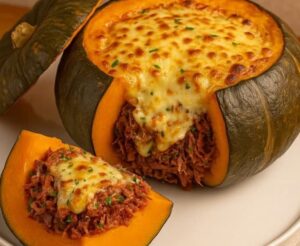 Abóbora Cabotiá Recheada com Carne Seca e Queijo