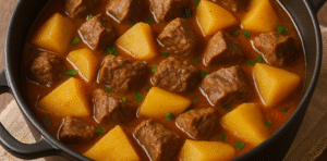 Carne com Batata na Panela, Fica um prato completo, saboroso !!