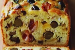 Pão de Azeitonas, Bacon e Queijo