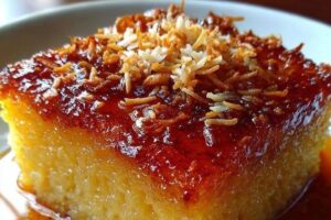 Esta Basbousa é tão irresistível que até quem diz que não gosta de sobremesa pede repetição