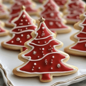 Biscoitos Árvore de Natal Vermelhos e Brancos Decorados em 1 Hora