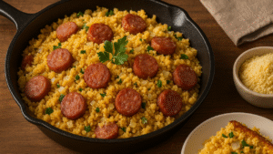 O segredo da Farofa de Linguiça que faz qualquer churrasco parecer festa