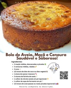 Esse Bolo de Aveia com Maçã e Cenoura Está Fazendo Sucesso: Saudável, Fofinho e Fácil de Fazer em Casa
