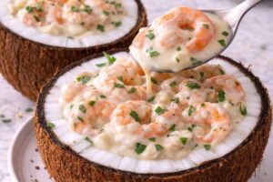 Camarão Cremoso no Coco Escandalosamente Saboroso que Parece de Restaurante Caro