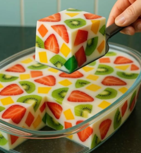 Mosaica de frutas com gelatina