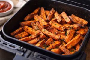 Batata-doce na air fryer crocante por fora e macia por dentro