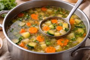 Caldo de legumes simples e caseiro para o jantar