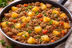 Carne Moída com Batata Simples e Bem Temperada