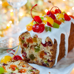 Bolo de Natal Fofo com Frutas Cristalizadas e Cobertura de Glacê em 1 Hora