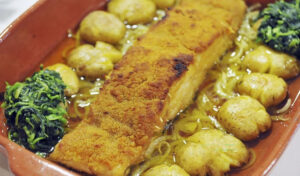 Bacalhau com broa e grelos (das melhores receitas de bacalhau de sempre)