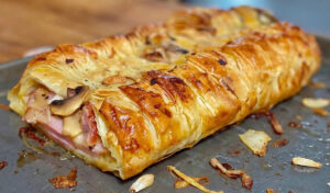 Folhado com cogumelos e fiambre (tão fácil de fazer e tão bom de comer)