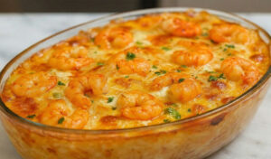 Strogonoff de camarão no forno