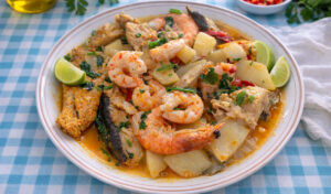 Caldeirada de Bacalhau com Camarão (fica divinal e cheio de sabor)