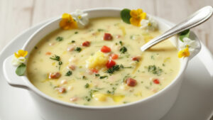 Creme de Mandioquinha com Bacon O creme aveludado que aquece por dentro