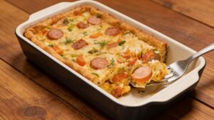 Torta de Salsicha de Liquidificador Misturou assou e resolveu a refeição