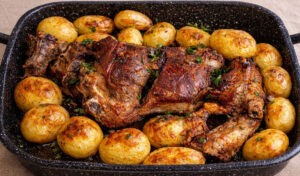 Cabrito assado no forno para a Páscoa (fica tenrinho, bem temperado e com a pele dourada)