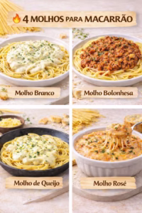 4 Molhos para Macarrão Fácil e Deliciosos: Branco, Bolonhesa, Queijo e Rosé