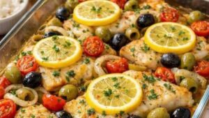 Filé de Merluza ao Forno com Azeitonas e Tomates que Vai Fazer Todo Mundo Pedir BIS (sério, é viciante!)