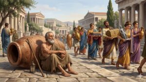 Diógenes, filósofo cínico: “O homem mais rico é aquele cujas necessidades são as menores, porque quem precisa de pouco não pode ser controlado por ninguém.”