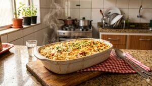 Fica pronto reaproveitando a sobra de ontem e em menos de 15 minutos: como fazer arroz cremoso de forno com queijo derretido