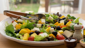 Salada de folhas com queijo branco de dar água na boca, a opção perfeita para quem quer leveza sem abrir mão do sabor
